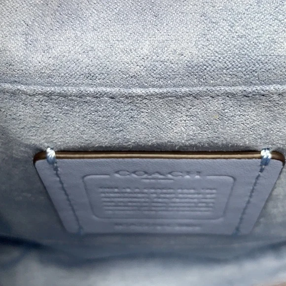 COACH Georgie Saddle Bag In Signature Canvas 
Silver/Light Khaki/Marble Blue - Picture 14 of 15